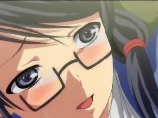 Anime with glasses movs her cunt