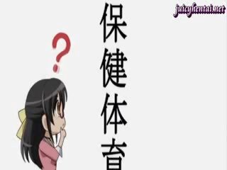 Anime perempuan mendapat spermload pada beliau cermin mata