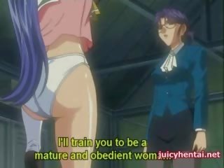 Captivating animen lesbisk blir masturbated med en dildon