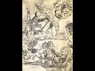 Amazons dominate mixed göreşmek lezbiýanka göreşmek art comics