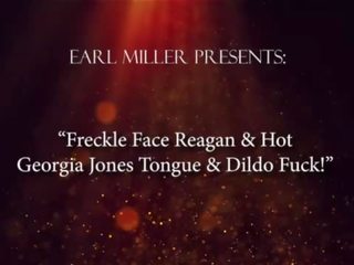 Freckle Face Reagan & gorgeous Georgia Jones Tongue & Dildo Fuck&excl;