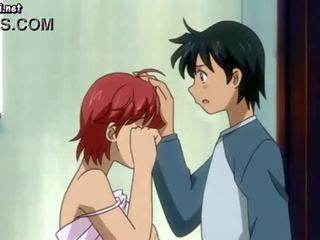 Rødhårete anime kvinne freting pecker